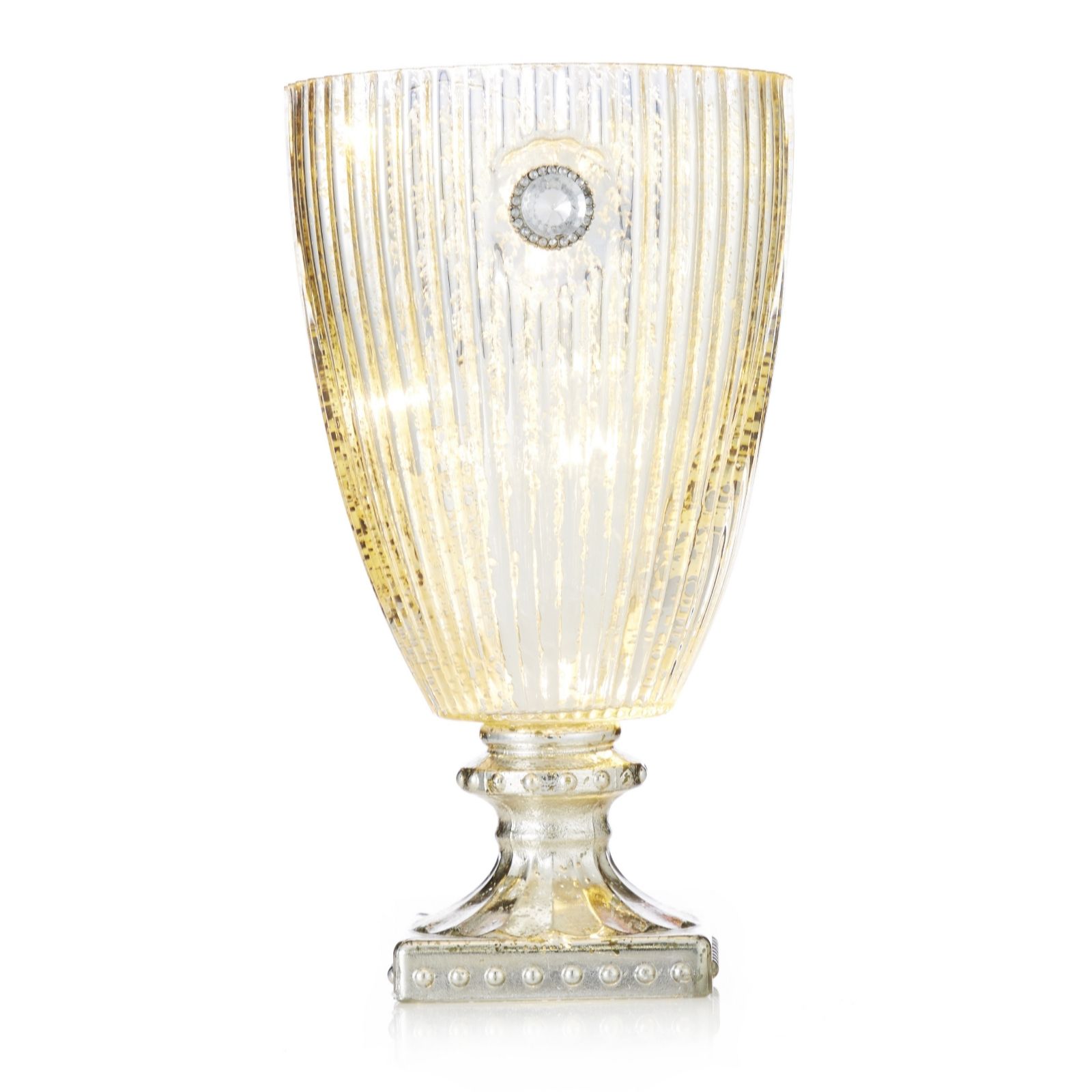 Alison Cork Mercury Glass Hurricane with LED String Lights - 704790 QVCUK.com